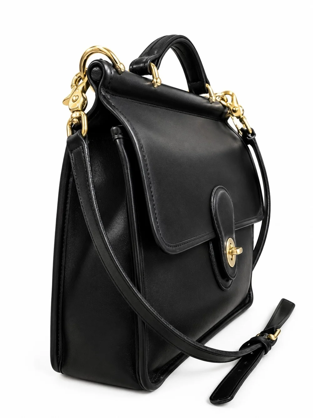 Vintage Coach Willis 9927 Black Glove-tanned Leather Top Handle Satchel Bras EVC